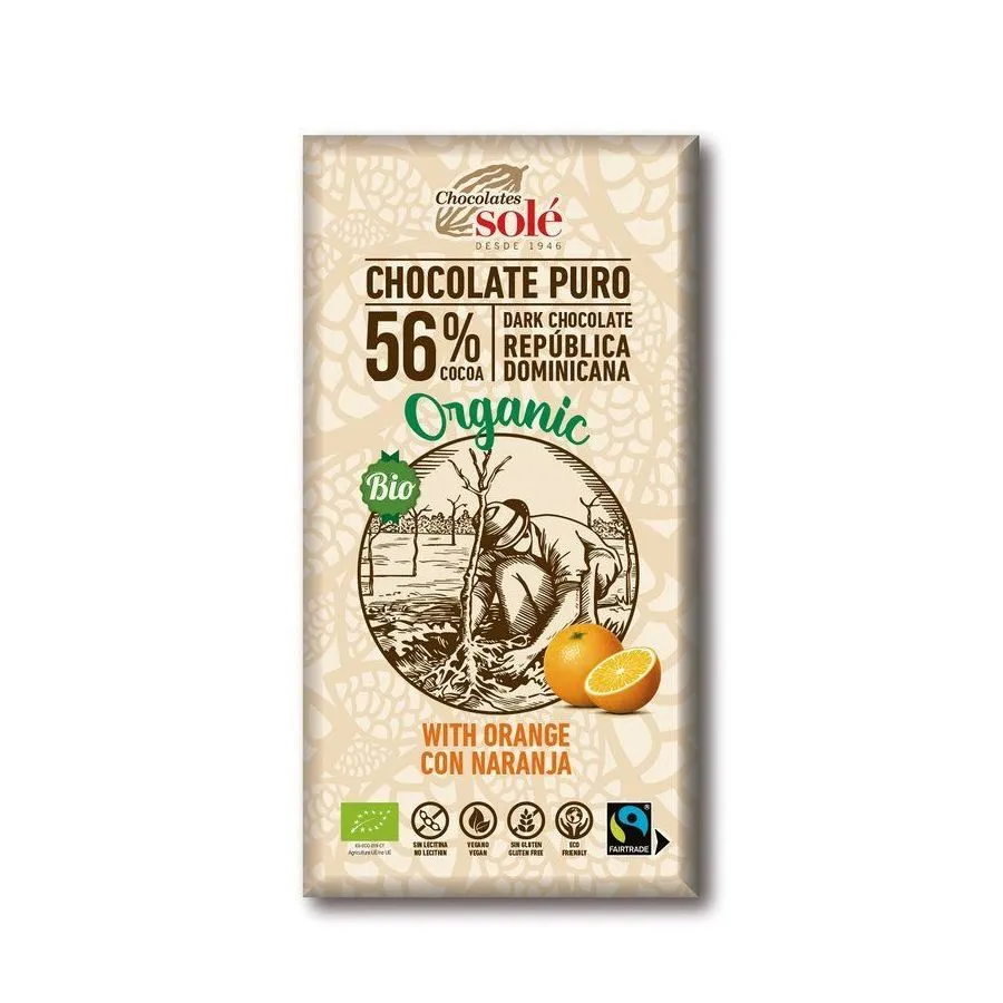 Chocolates Solé - 56% organic chocolate with orange