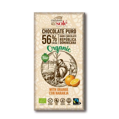 Chocolates Solé - 56% organic chocolate with orange