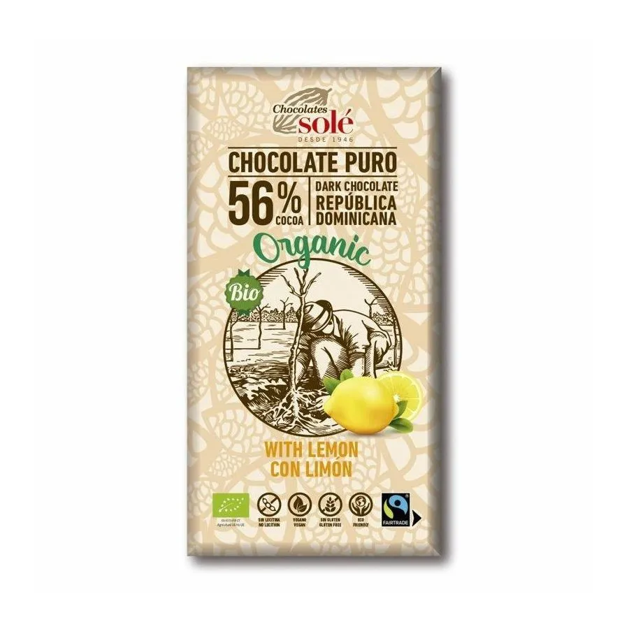 Chocolates Solé - 56% organic chocolate with lemon