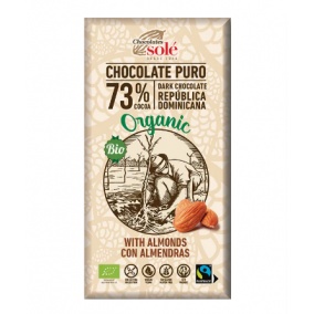 Chocolates Solé - 73% Bio hořká čokoláda s mandlemi 150g