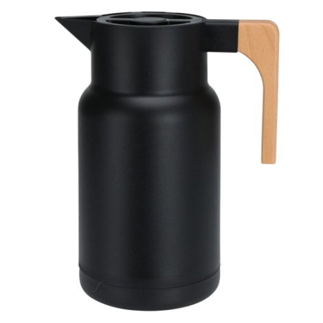 Thermos Kaffia 1 l with wooden handle - BLACK